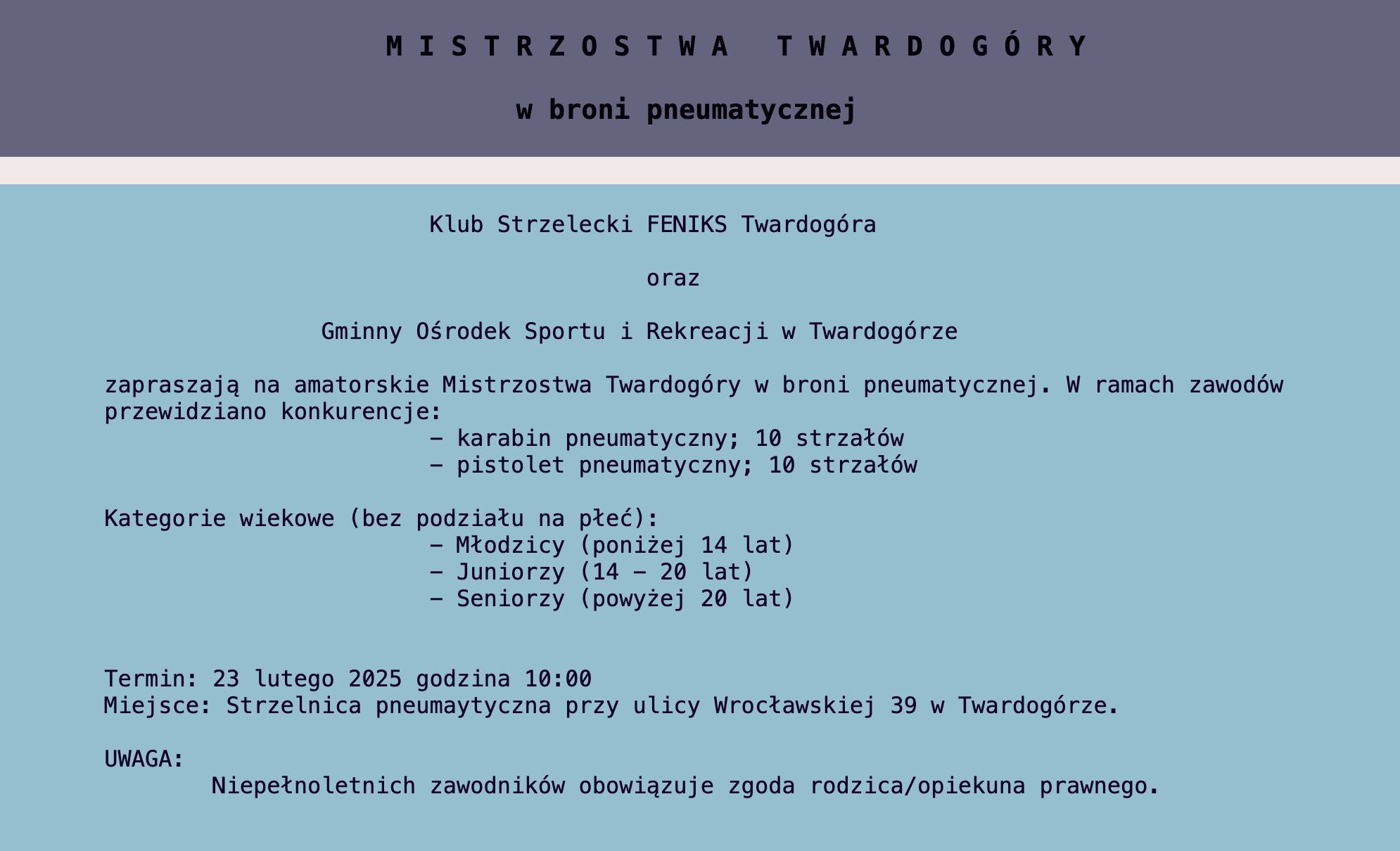 Mistrzostwa Twardogóry w broni pneumatycznej